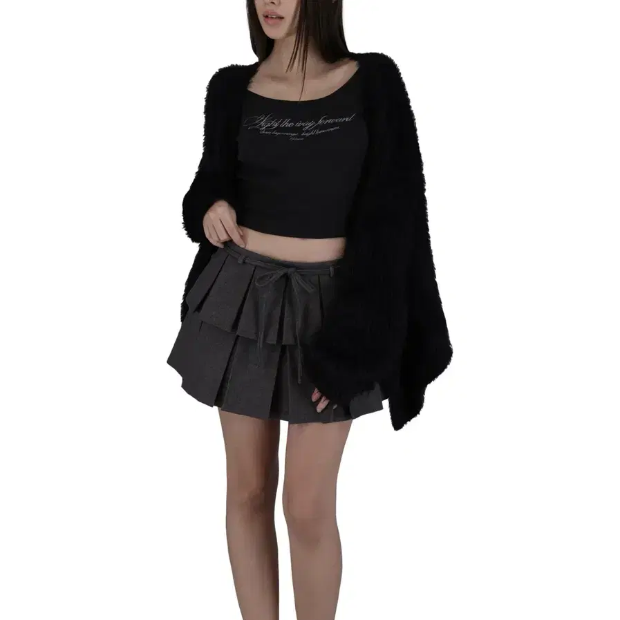 클리시어 Whipping cream pleated skirt, gray