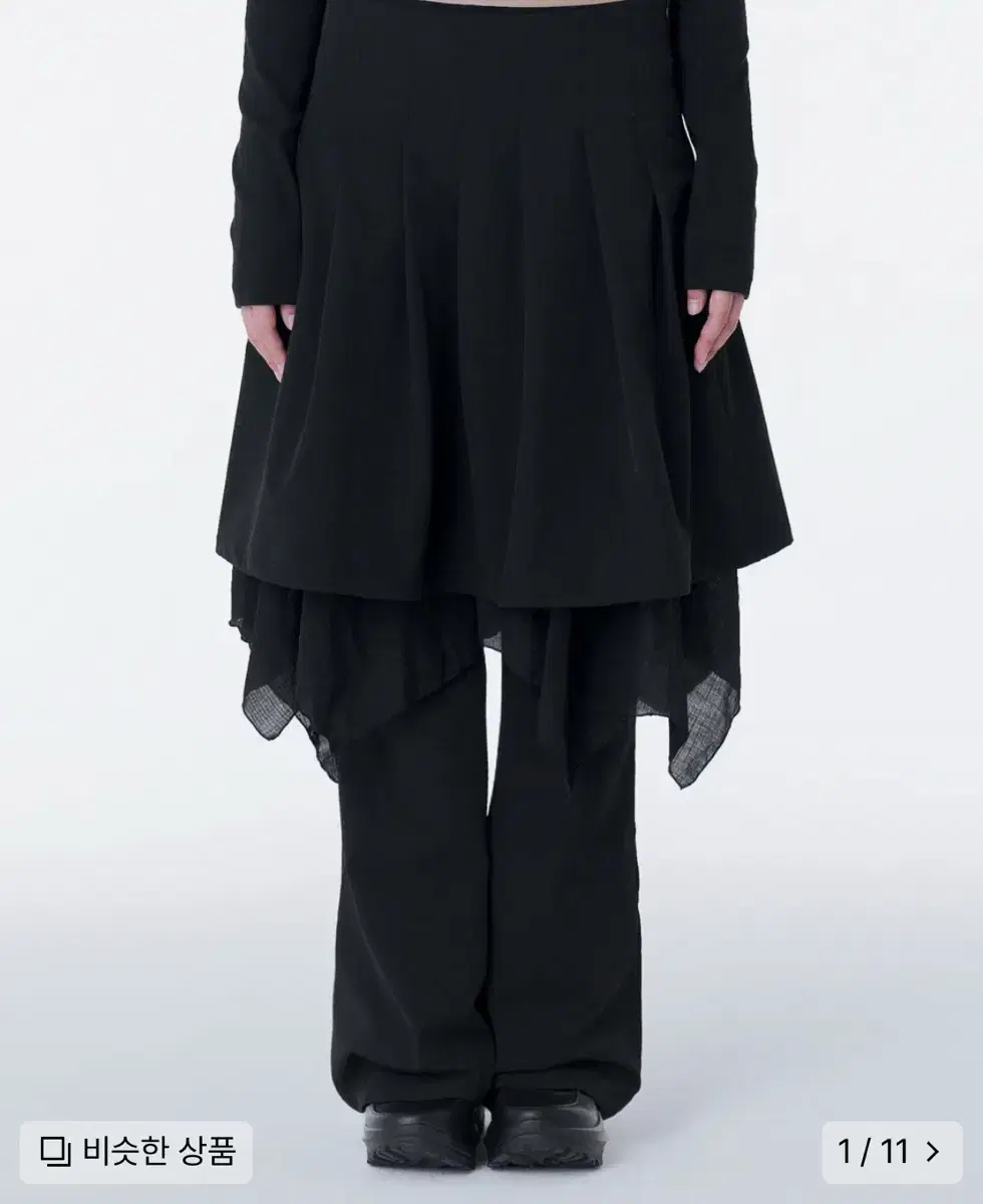 미세키서울 Layered skirt pants set BLACK