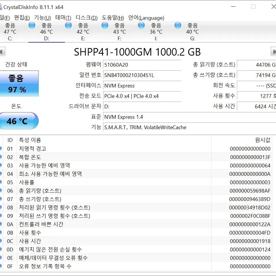 M.2 2280 PCI4.0 P41 1TB PLATINUM SSD