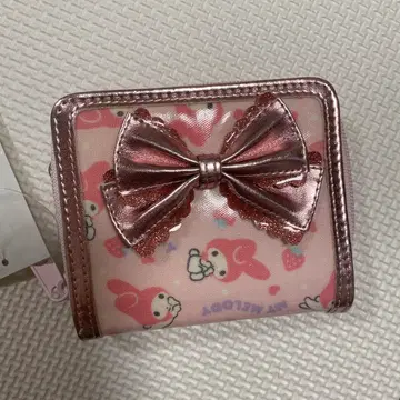 마이멜로디 지갑 핑크 리본 포함 핑크 레어 미사용