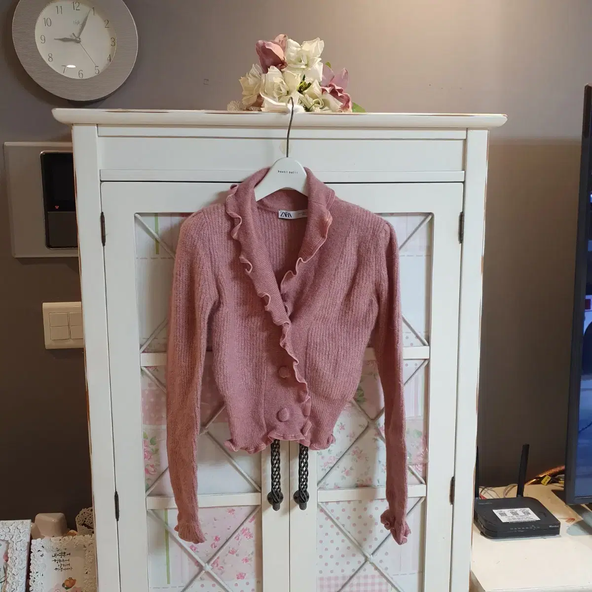 Zara frill knit sweater cardigan/55