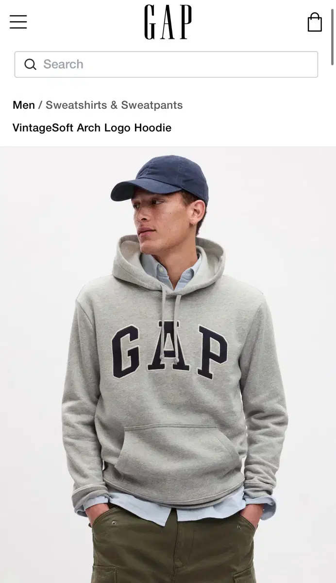 GAP arch logo 갭 아치 로고 후드 라이트 헤더 그레이 새제품