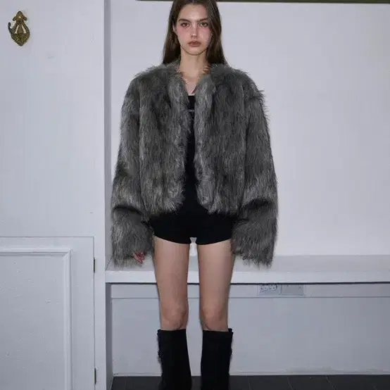 로제프란츠 퍼자켓 Overfit Mix Fur Jacket [Gray]