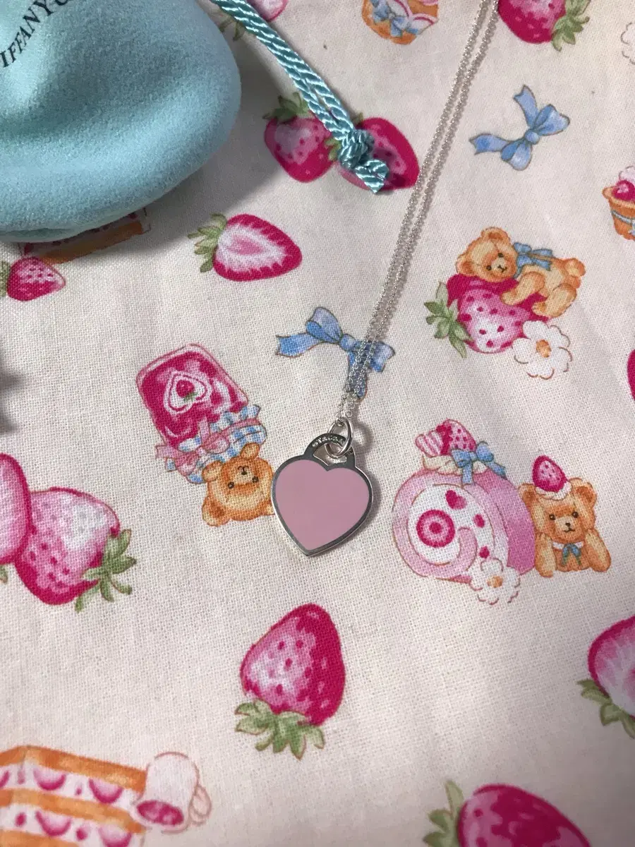 Tiffany Pink Return to Heart Charm + Elsa Peretti Charm Set