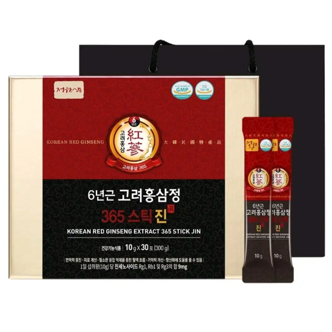 정원삼 6년근 고려홍삼정 365 스틱 선물세트 + 쇼핑백, 300g, 1