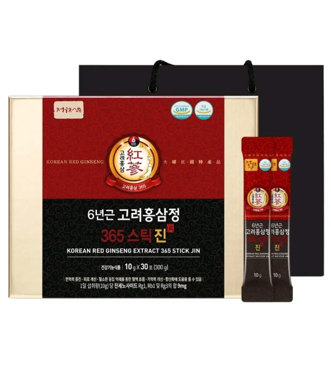 정원삼 6년근 고려홍삼정 365 스틱 선물세트 + 쇼핑백, 300g, 1