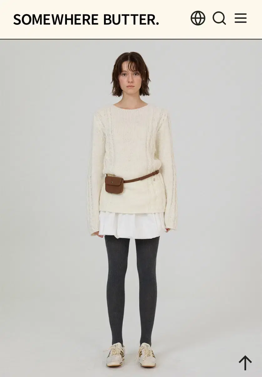 썸웨어버터 some cable long sleeve knit - ivor