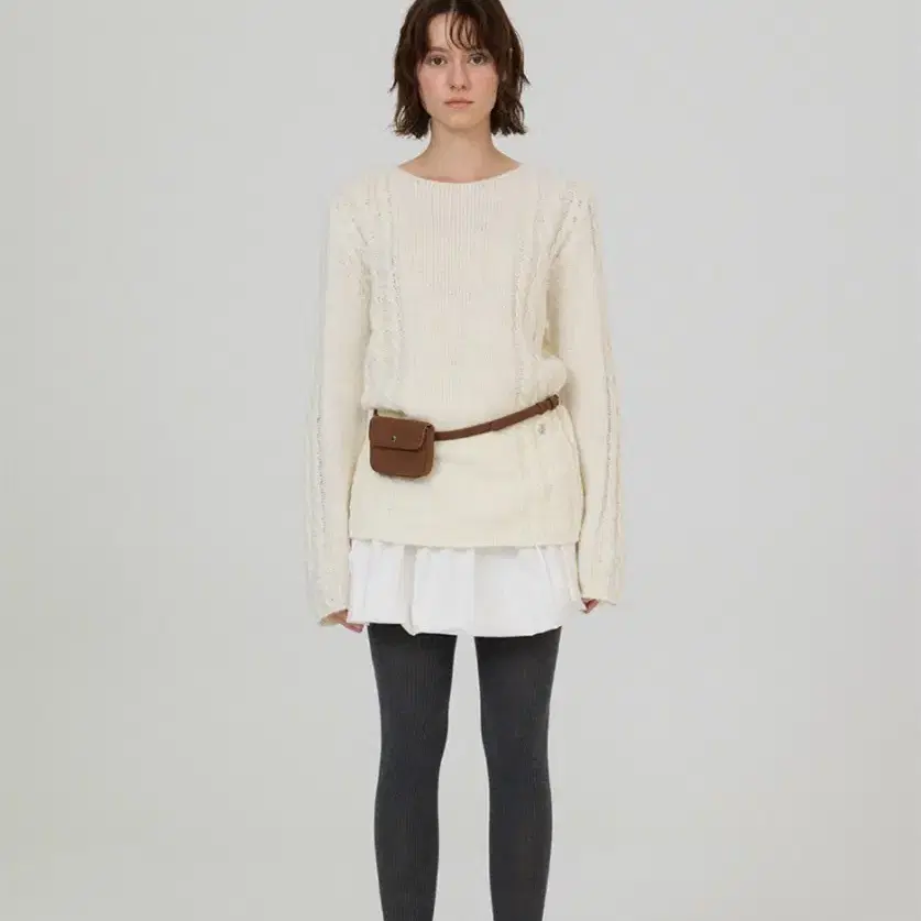 썸웨어버터 some cable long sleeve knit - ivor