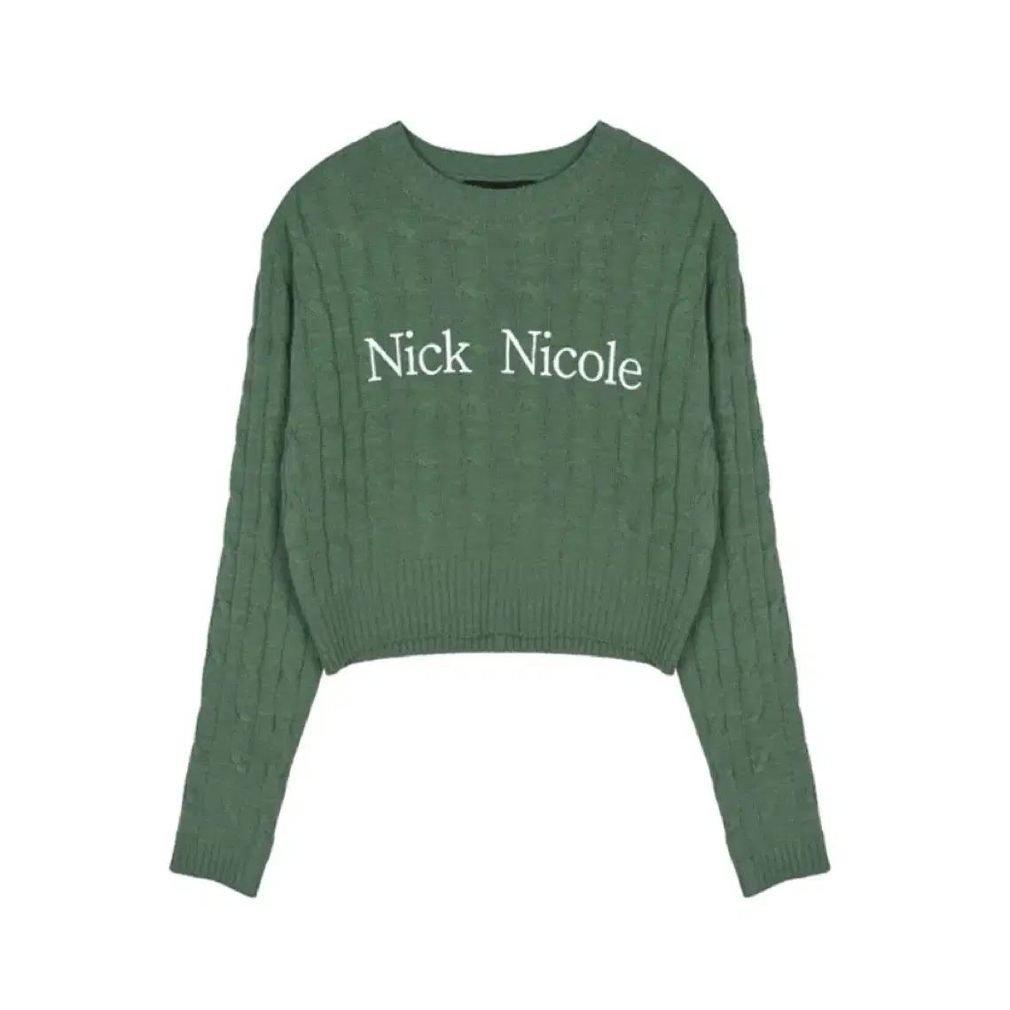 닉앤니콜 케이클 크롭 니트 NICOLE CABLE CROP KNIT 초록