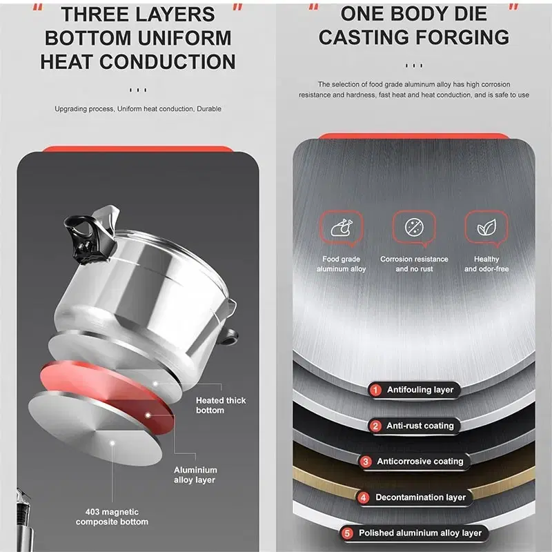 압력 쿠커 알루미늄 방폭 조리 요리 냄비 가스 쿠커 냄비