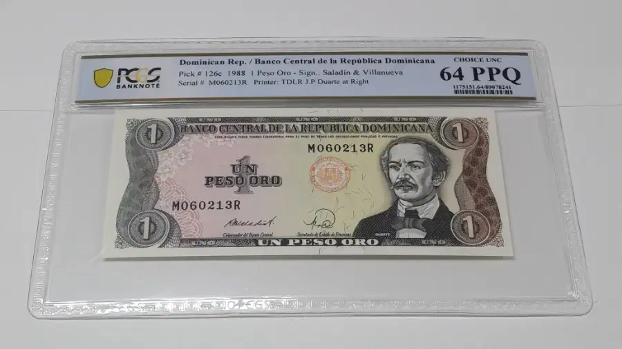 1988년 도미니카공화국 1페소 PCGS 64 PPQ 완전 미사용 화폐