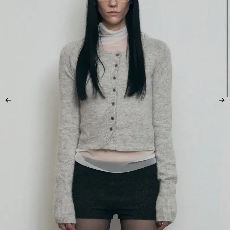 보헤미안서울) HAIRY ROUND NECK KNIT CARDIGAN,