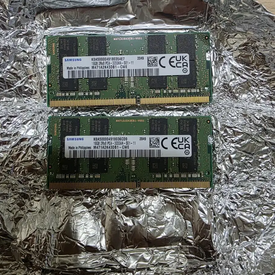 삼성 DDR4 3200 16GB 노트북용 2개 판매합니다.