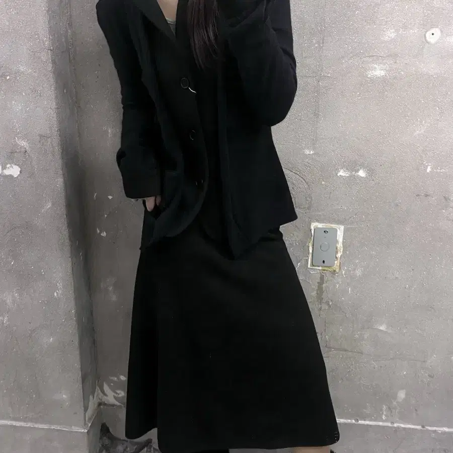 Yohji yamamoto 요지야마모토 블랙 울 니트 카라 가디건