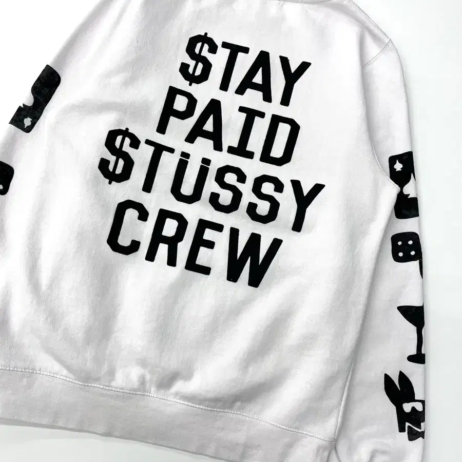 Stussy 스투시 stay paid 트럼프 코튼 맨투맨 화이트