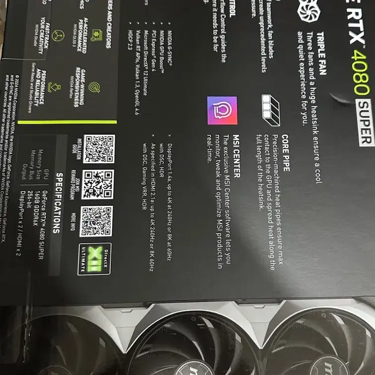 (새상품)엔비디아 MSI 지포스 RTX 4080 SUPER VENTUS