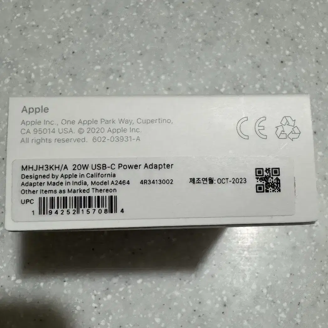 Apple(애플) 정품 20W USB-C 전원 어댑터 MUW13KH/A