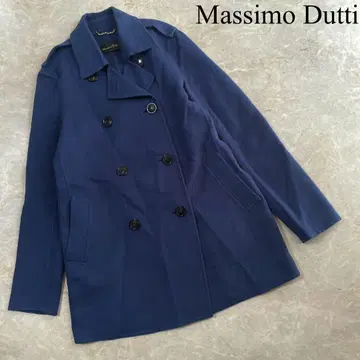 마시모두띠 울x나일론 더블 브레스트 코트 블루