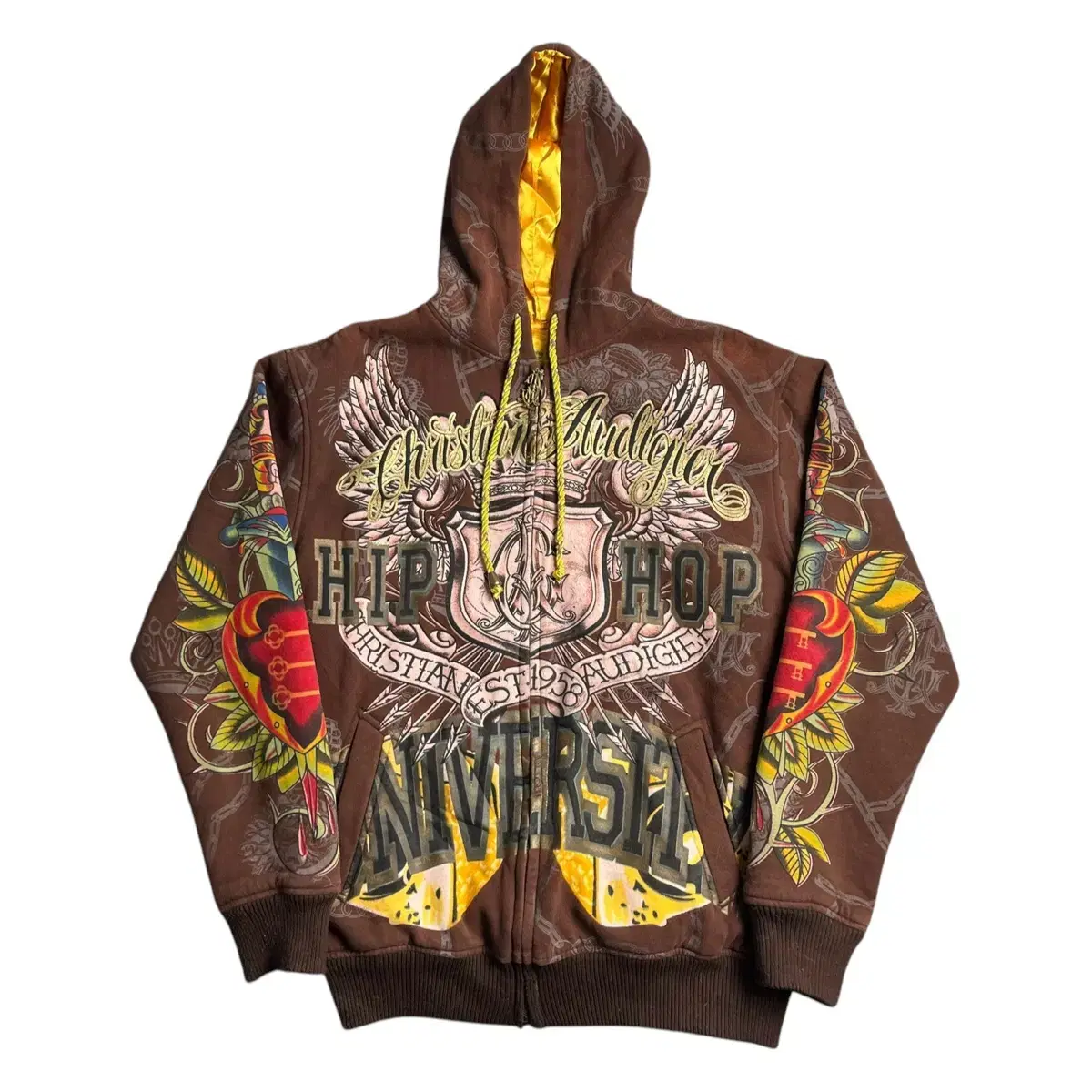 Ed Hardy Christian Audigier 아트워크 후드집업