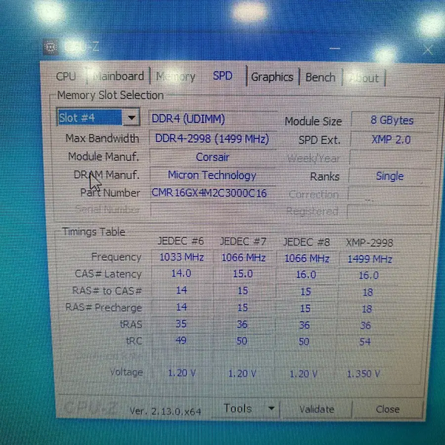 튜닝램 커세어 PC4 DDR4 8G 램 4개