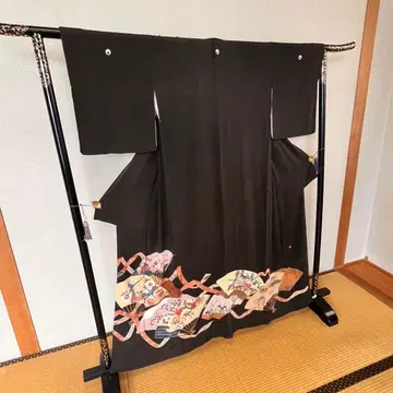 C-51 블랙 전통 예복 기모노 작가 작품 부채살 중고 리메이크도 가능