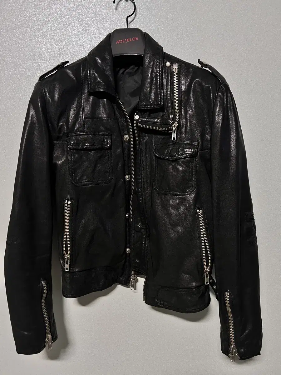 Stud zipper leather jacket