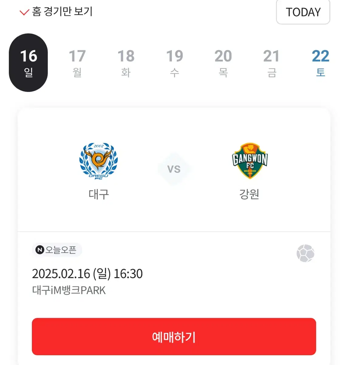 대구FC 2월16일 경기 E석