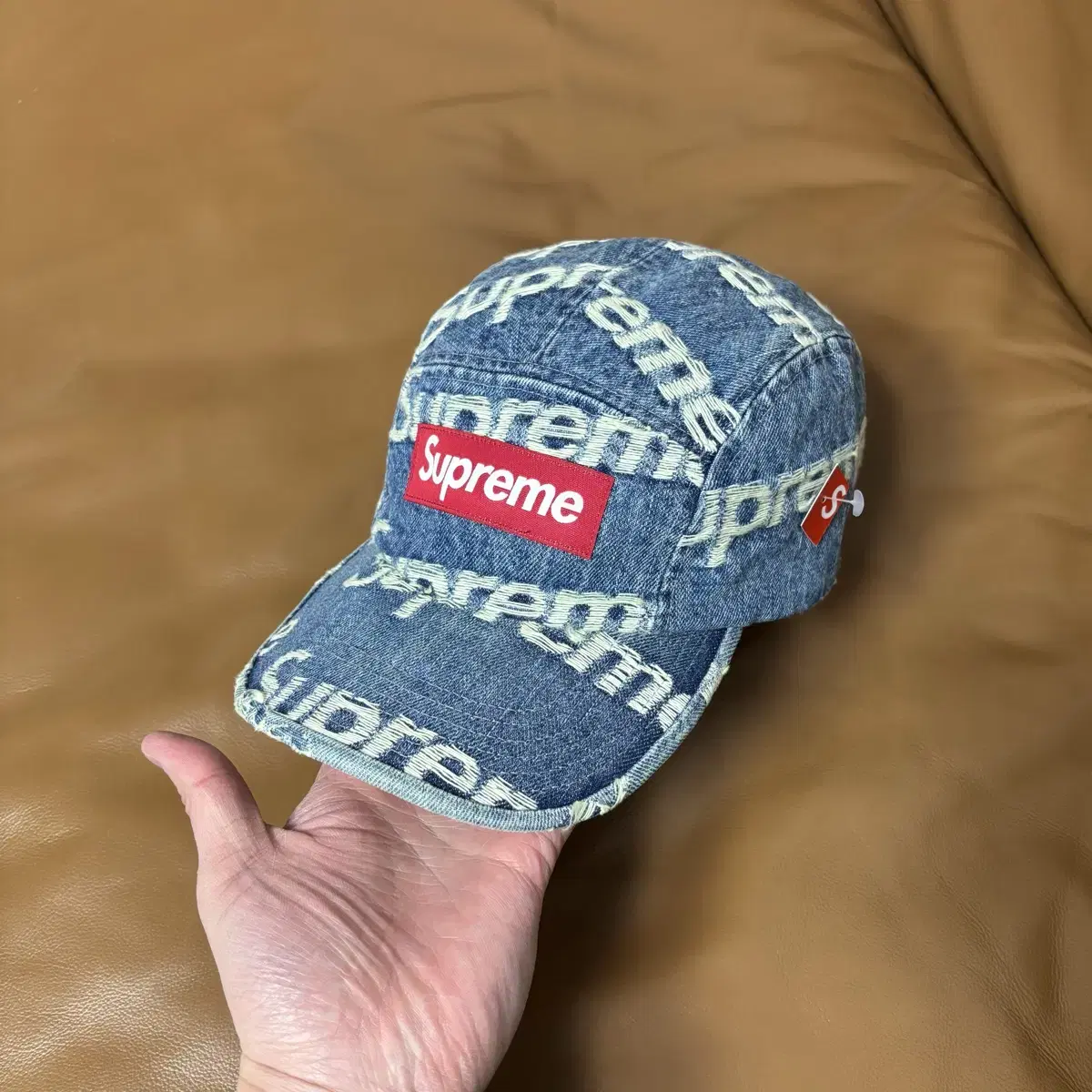 Supreme 슈프림 프레이드 데님 캠프캡 모자 Frayed Denim