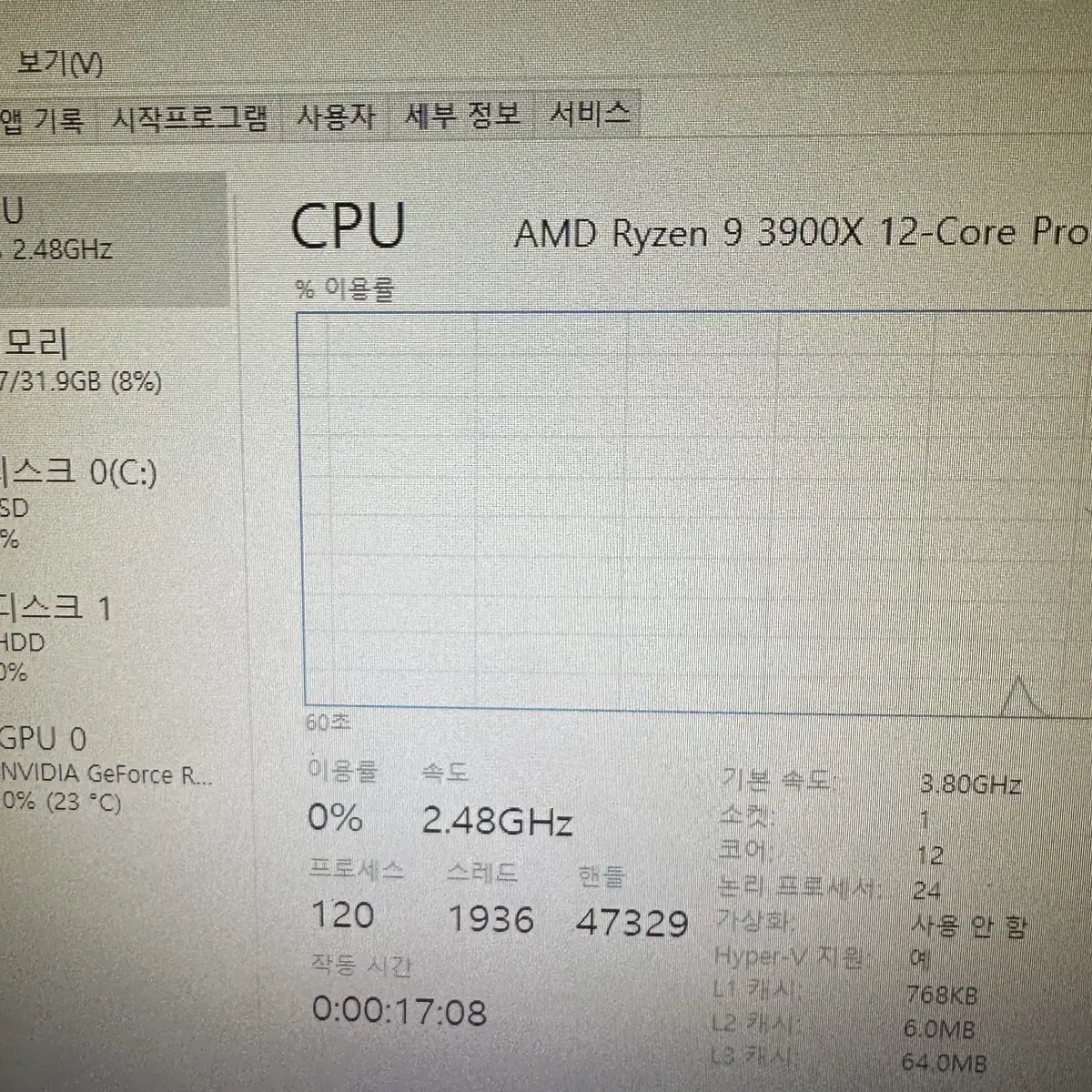 라이젠9 3900X 32G RTX3060Ti 데스크탑 컴퓨터