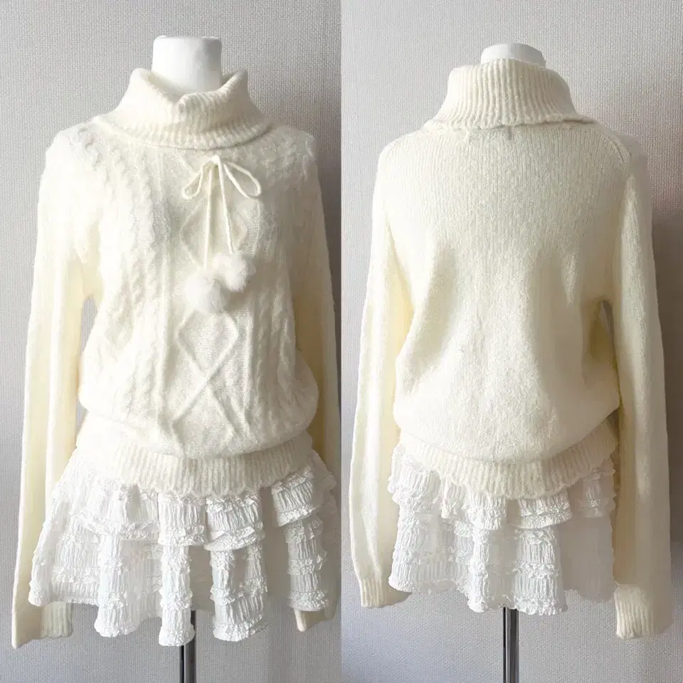 ankrouge light ivory pompom knit