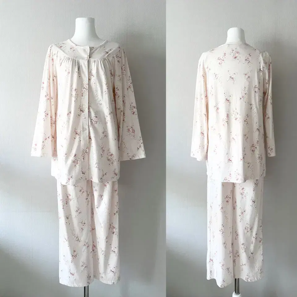 light pink flower night wear set