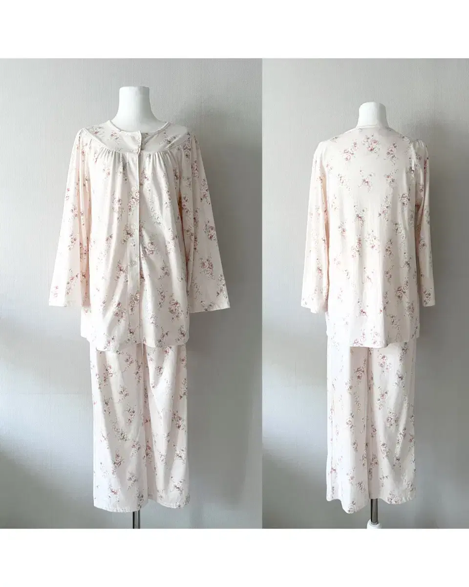 light pink flower night wear set