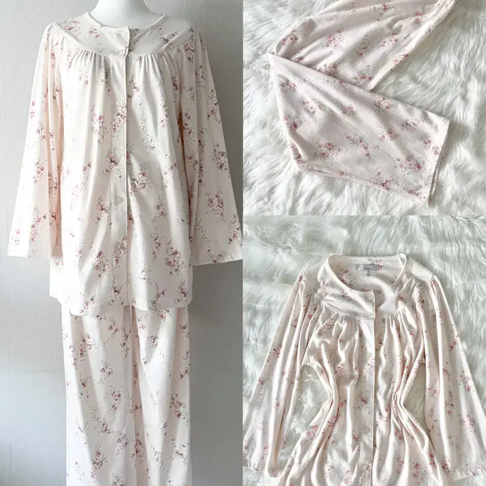 light pink flower night wear set