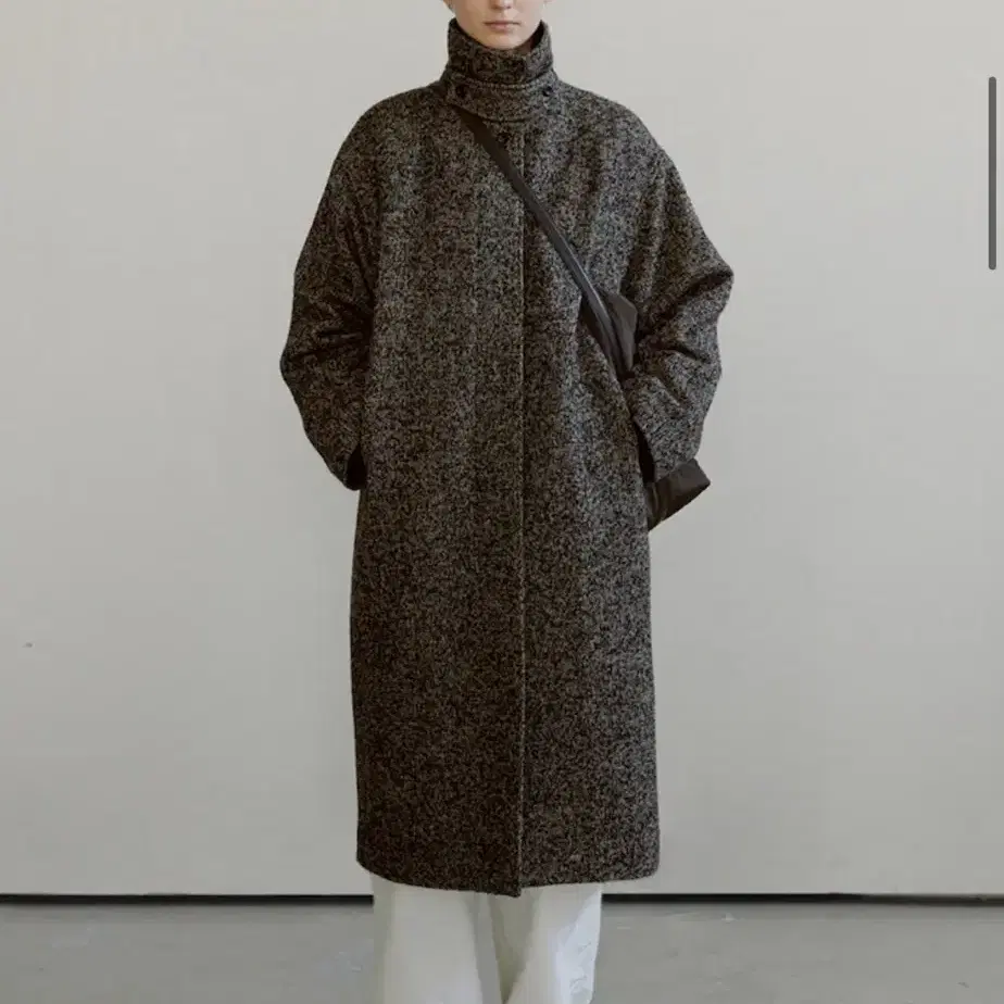 모이아 Wool Single Coat - Brown Mix