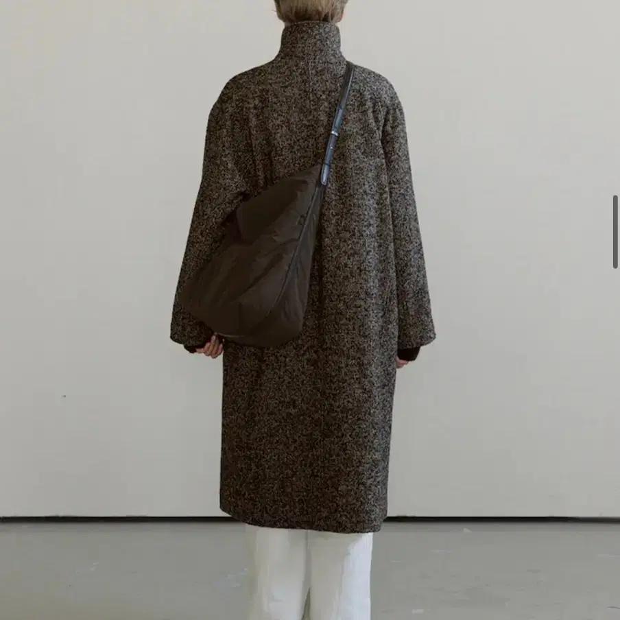 모이아 Wool Single Coat - Brown Mix