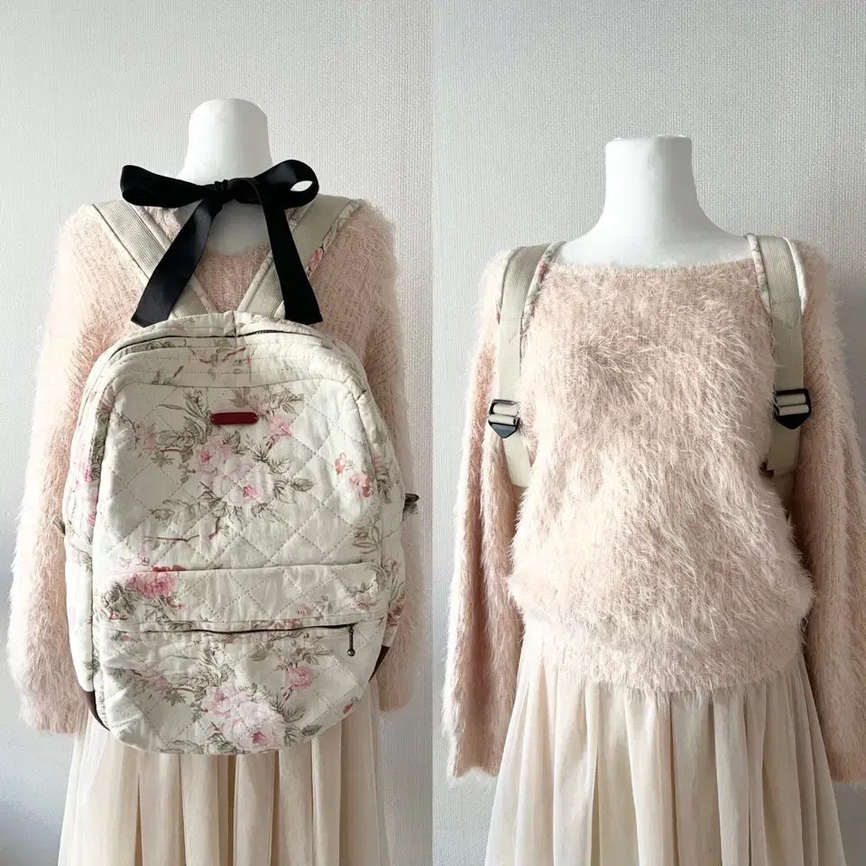 handmade pink flower backpack