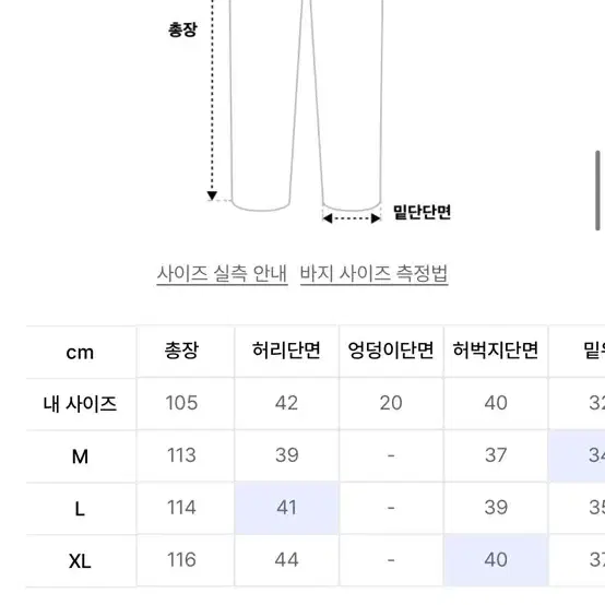 비에스래빗 배기 데님 팬츠 딥블루 L