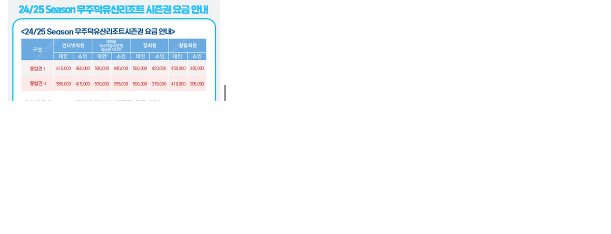 무주 시즌권 통합2 팝니다