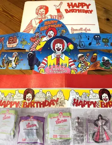 7점 맥도날드 아메리토이 빈티지 벌스데이 햇 바비 인형 장난감