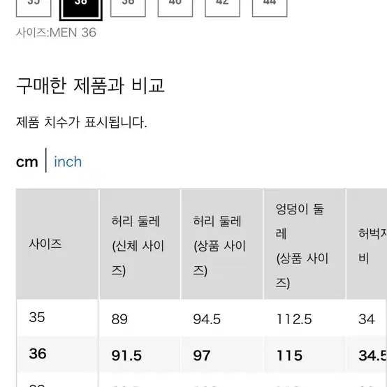 유니클로 레귤러핏진(청바지) 36사이즈