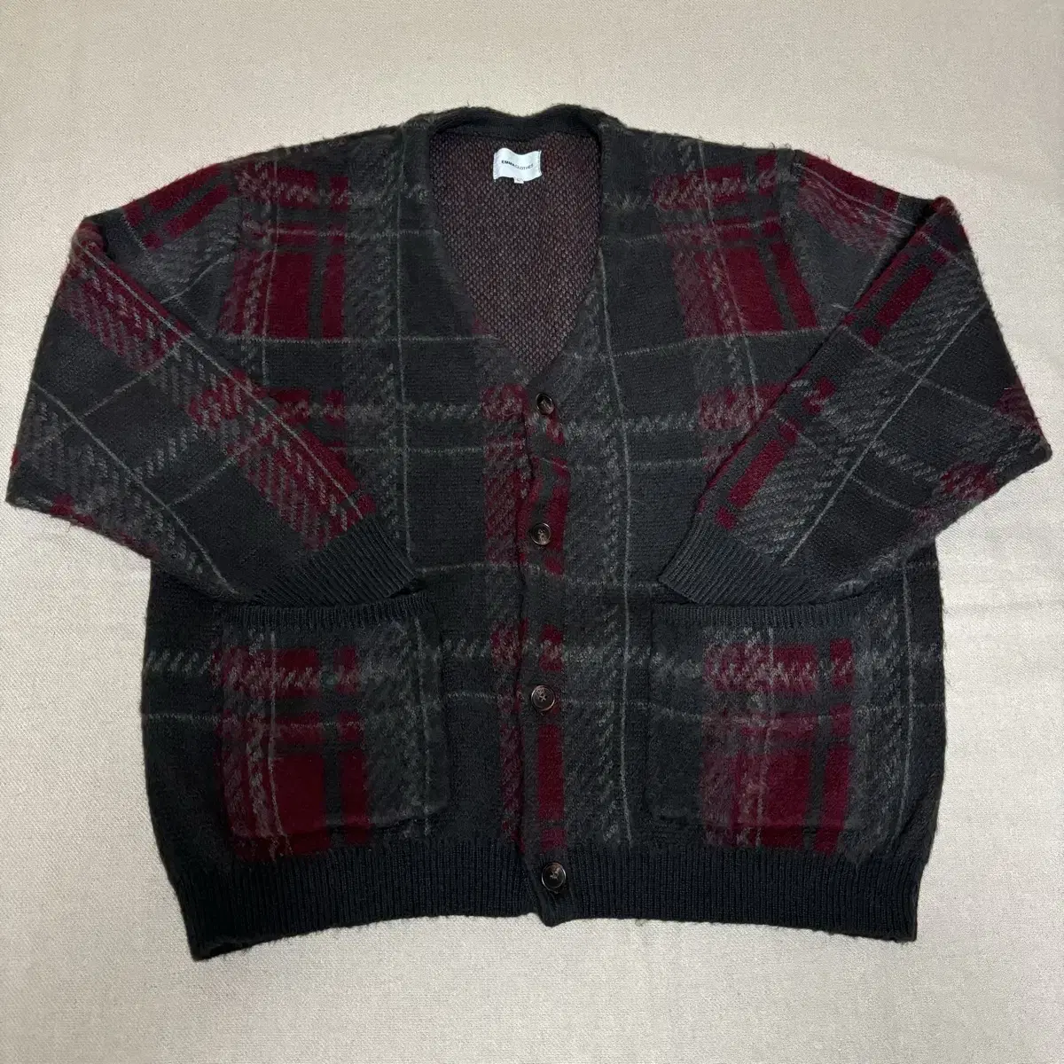 [Emma clothes] Jacquard check loose cardigan [L]