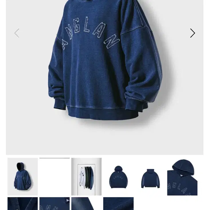 앵글런 Applique Heavy Brush Denim Hoodie