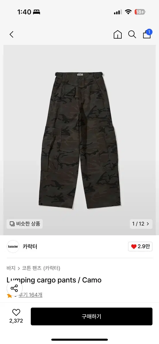 01) 카락터 Lumping cargo pants / Camo