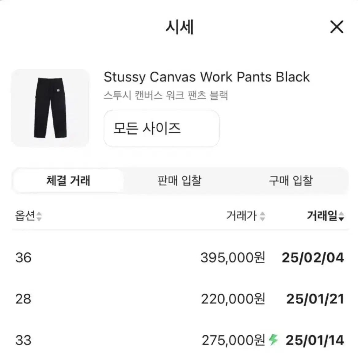 스투시 캔버스 워크 팬츠 블랙 31 stussy workgear