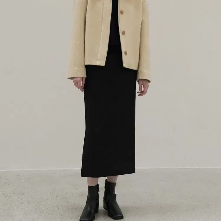 르바 Camel-hair Blend Crop Coat - Butter