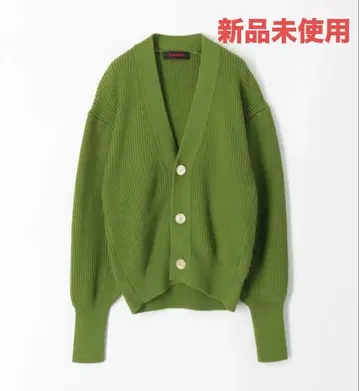 CABaN 캐번 코튼 캐시미어 로우 게이지 V넥 가디건 그린