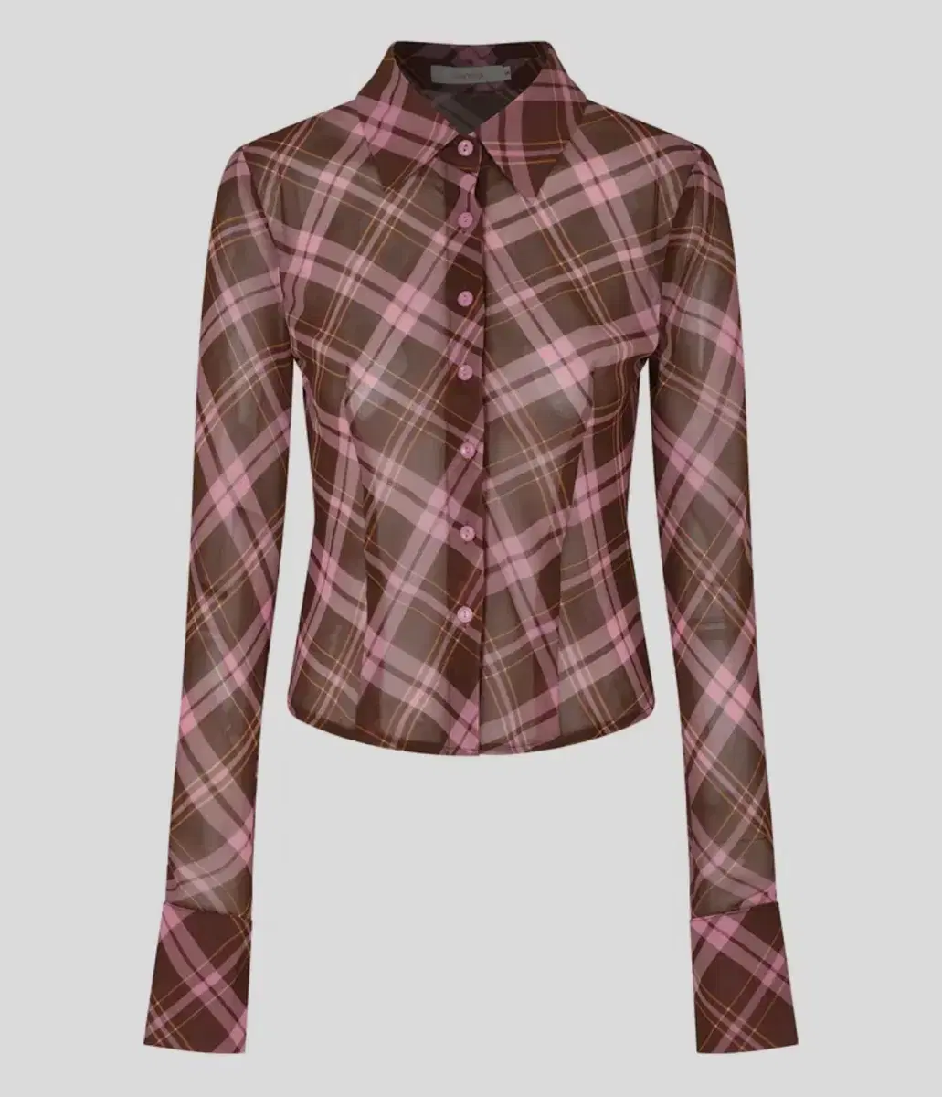 큐리티 블라우스 C SEE-THROUGH CHECKED BLOUSE_PI