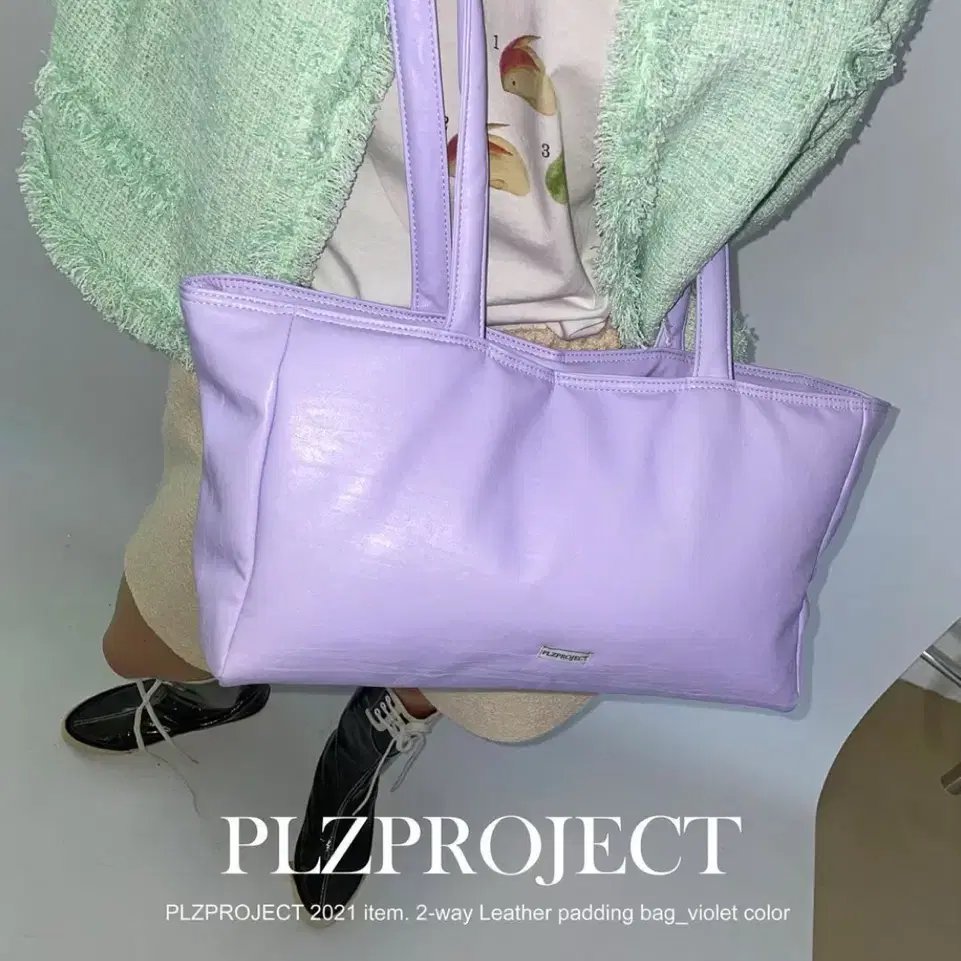 플리즈프로젝트 2-way Leather padding bag_violet