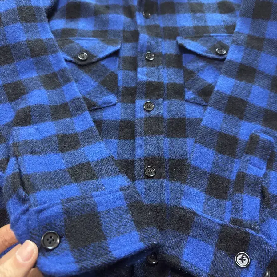 80s Woolrich 울 버팔로 블루 체크셔츠