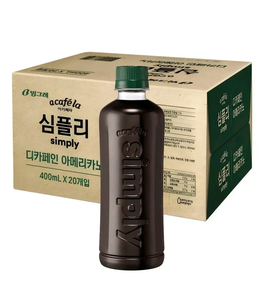 아카페라 심플리 디카페인 아메리카노 무라벨, 400ml, 20개